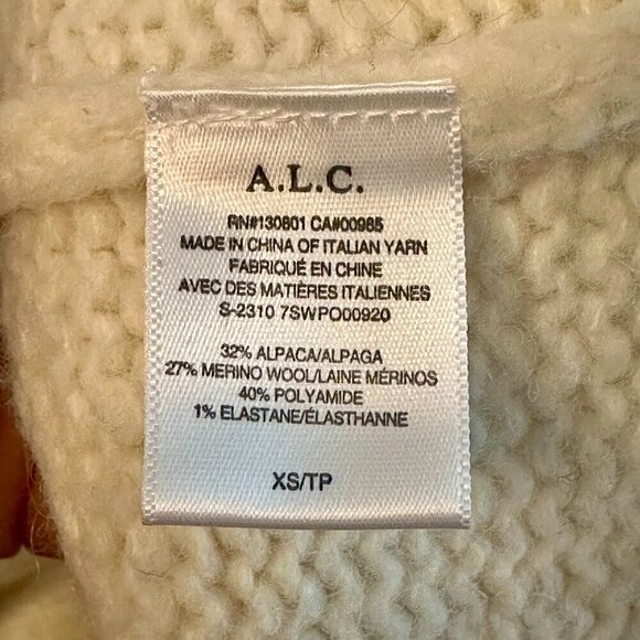 A.L.C. Luxe Fairisle Alpaca & Wool-Blend Pullover Sweater in Cream- Size XS - Picture 7 of 7